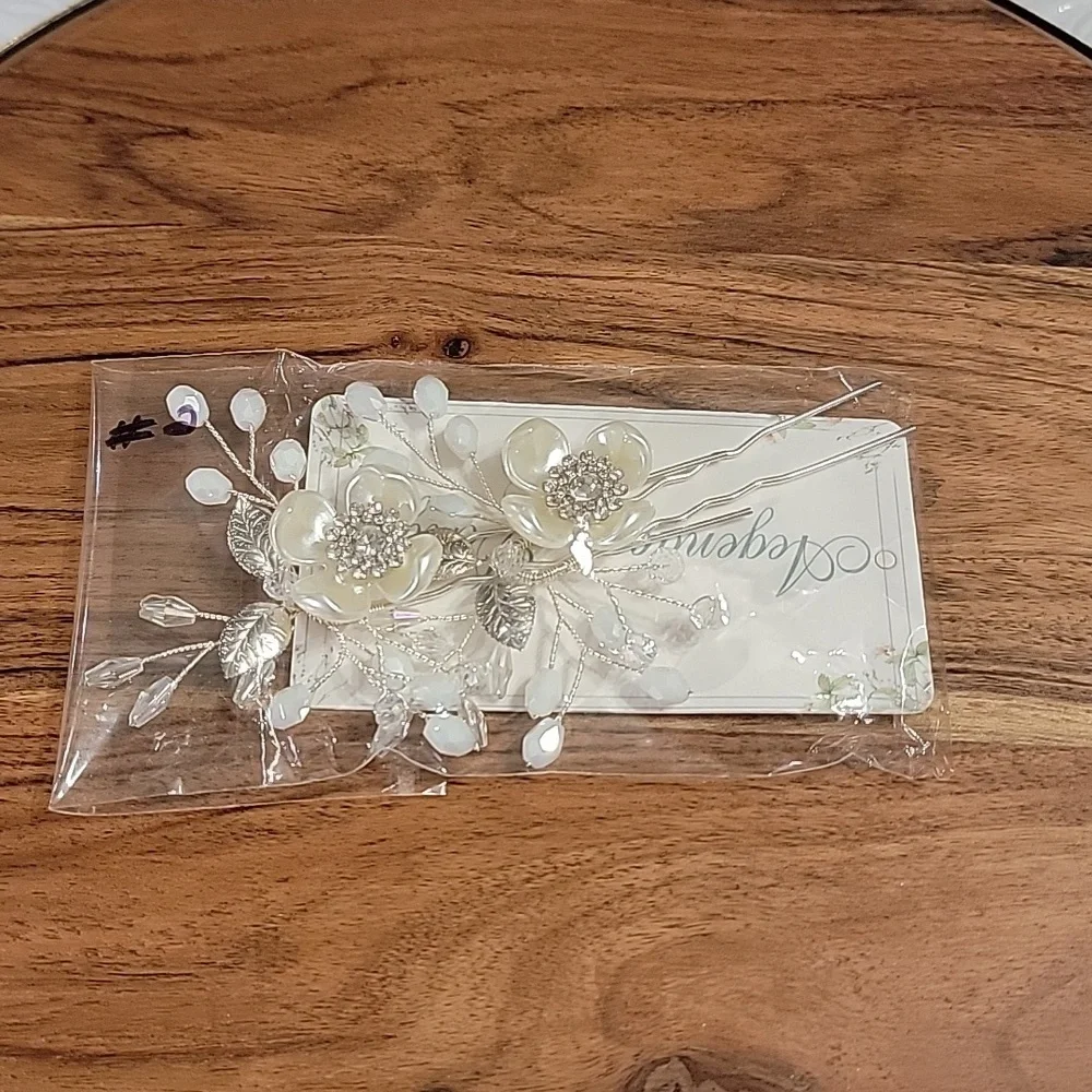 Special Occasions Bridal Floral Leaf Crystal Hairpins Set of 2